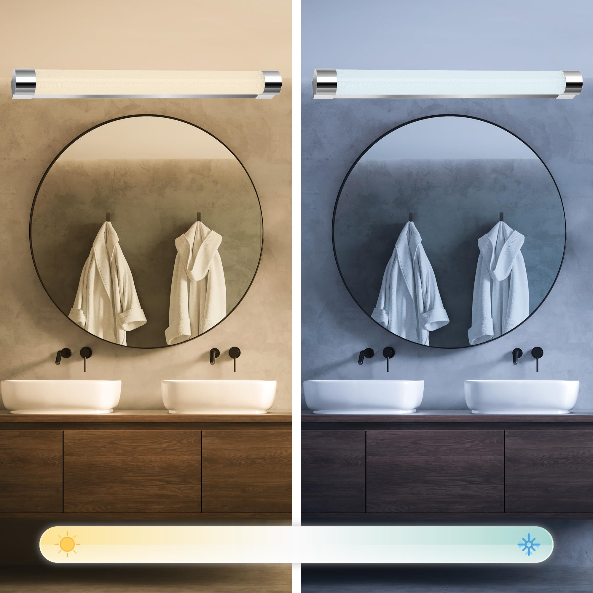 Briloner - Lampada da specchio per bagno regolabile in bianco caldo e bianco neutro, dimmerabile, funzione memoria, lampada da bagno, lampada da specchio per bagno, 59,2x6,7x5,4 cm, colore cromo