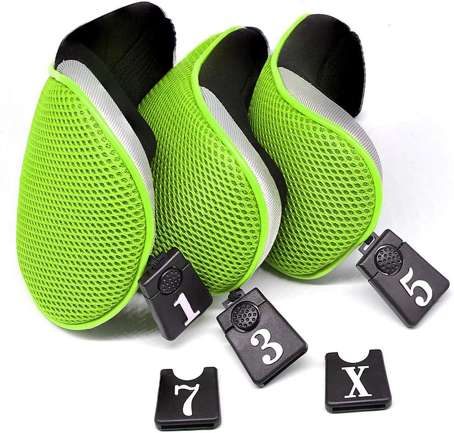 Debonice 3pcs/Set Golf Driver Wood Head Covers with Interchangeable No. Tag Pack of 3 (Green)