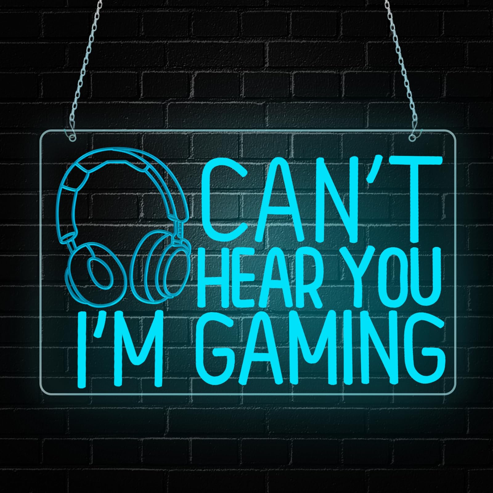 RuCvixkt Can't Hear You I'm Gaming Neon Sign,Dimmable Led Game Neon Signs for Room Playroom Birthday Party Decorations, Headset Graphic Video Games Gamer Gifts for Men Gamers Teenagers