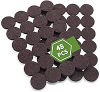 COVERCORNER 48-Pack 1-Inch Round Felt Furniture Pads for Hardwood Floors - Dark Brown Floor Protectors, Noise Reduction Sliders