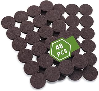 COVERCORNER 48-Pack 1-Inch Round Felt Furniture Pads for Hardwood Floors - Dark Brown Floor Protectors, Noise Reduction Sliders