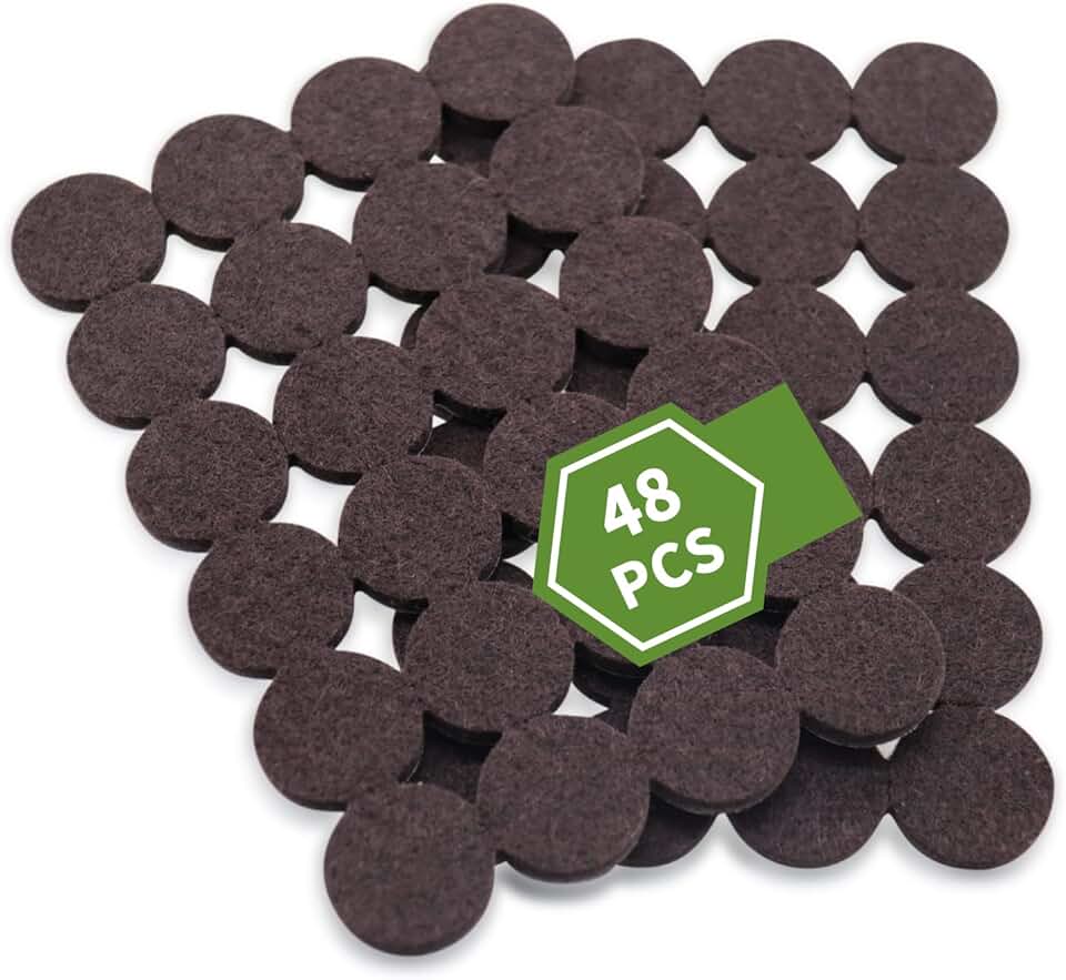 Felt Furniture Pads for Hardwood Floors 48 PCS, Furniture Pads, Floor Protectors for Hardwood Floors, Felt Pads for Furniture, Round, Dark Brown ClimeCo Certified