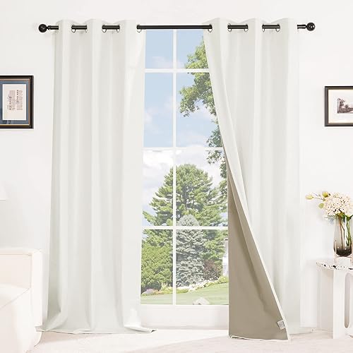 Miniatura 2 de Deconovo Cortinas opacas totales de lino sintético, para oscurecer la habitación, con aislamiento térmico, reducción de ruido, cortinas de