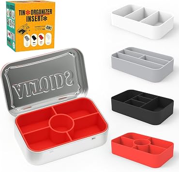 4 Pack Can Organizer Inserts for Altoids 1.7oz Mint Cans - Perfect Dividers for Personal Essentials, Travel Pills, Jewelry, Art Supplies and Fishing Tackle Assorted Colors