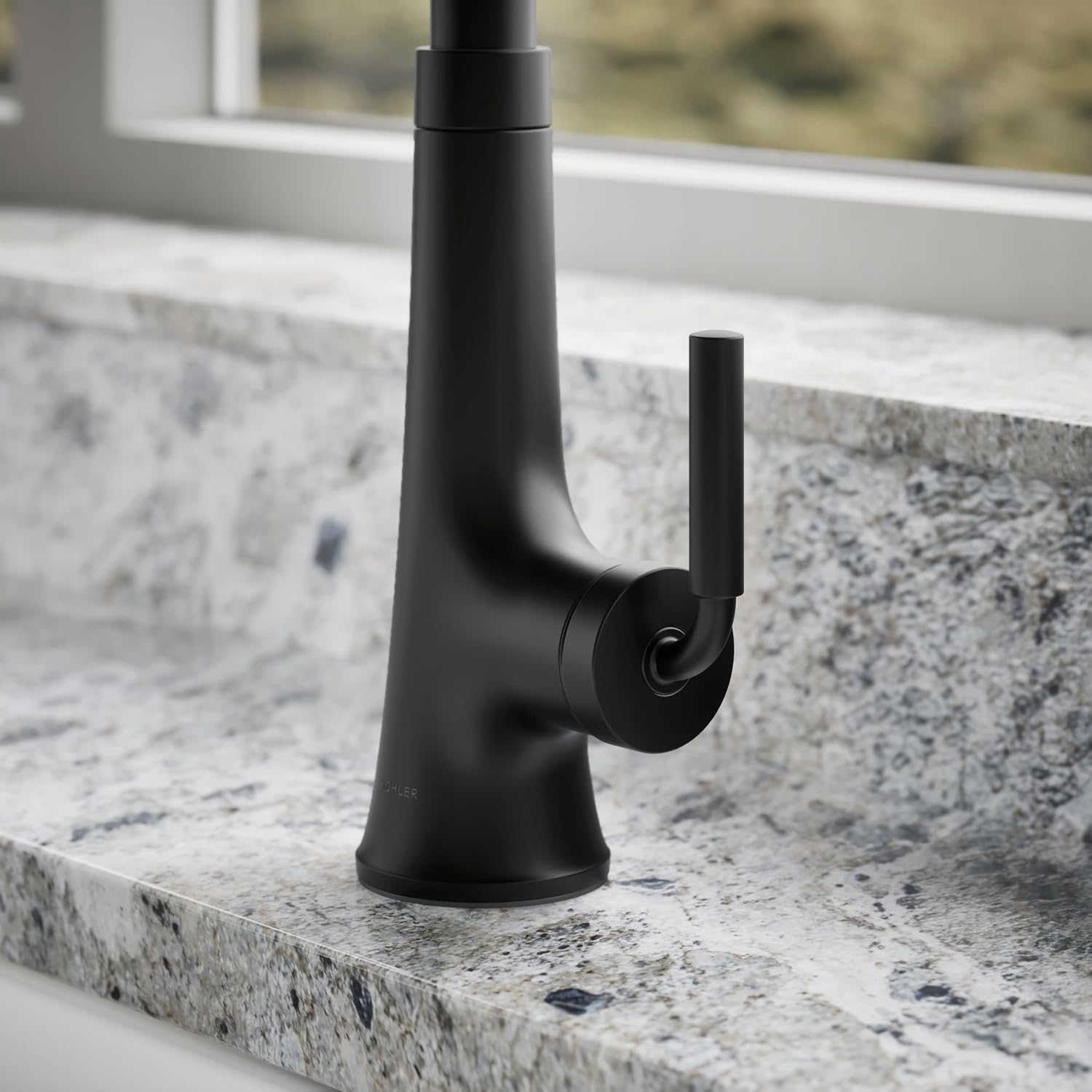 Kohler 23764-BL Tone Pull Down Kitchen Faucet, Kitchen Sink Faucets with Pull Down Sprayer, Matte Black