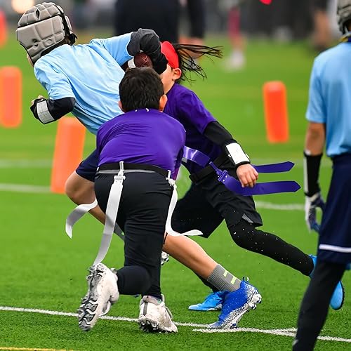 Vista 27 de Hungdao Cinturones y banderas de fútbol para 12 jugadores, cinturones de fútbol ajustables para niños, adolescentes, adultos, entrenamiento en Rojo
