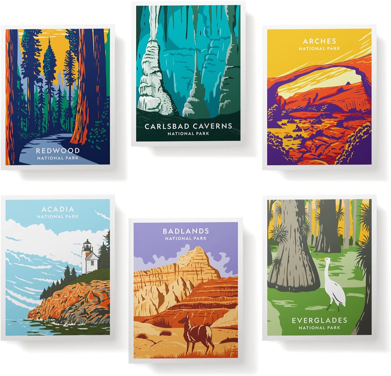 Twigs Illustrated National Park Greeting Cards – 24 Vintage-Style, Blank Cards and Envelopes, 5.5 x 4.25 In. – FSC-Certified, Eco-Friendly Stationary Set – Assorted Greeting Cards for All Occasions