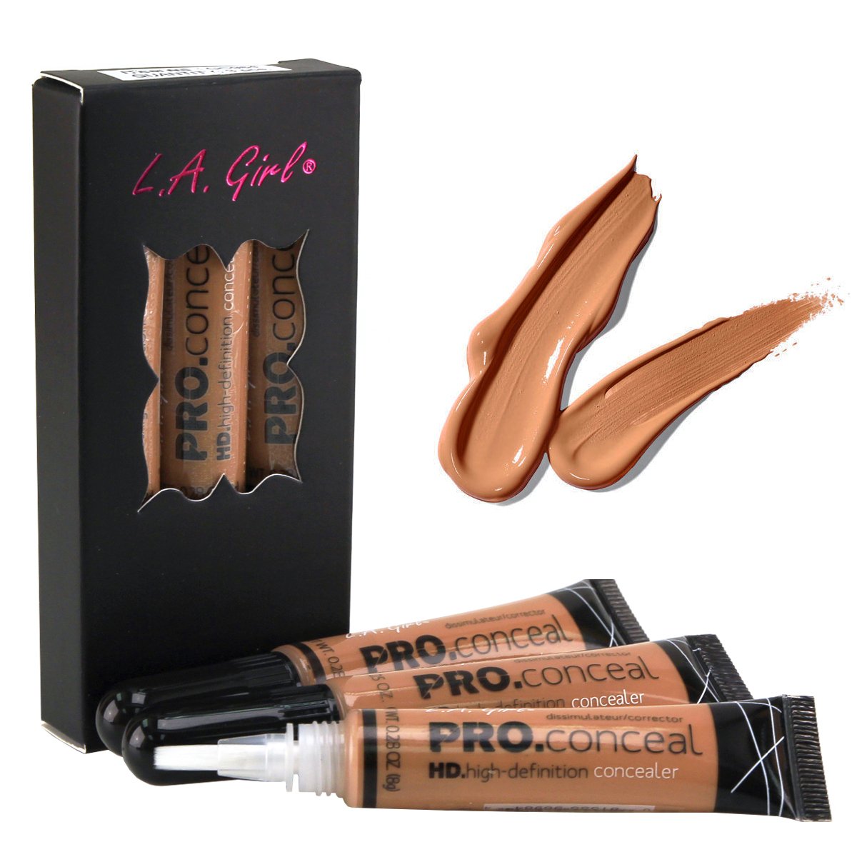 LA Girl HD Pro Conceal High Definition Concealer Toffee pack of 3