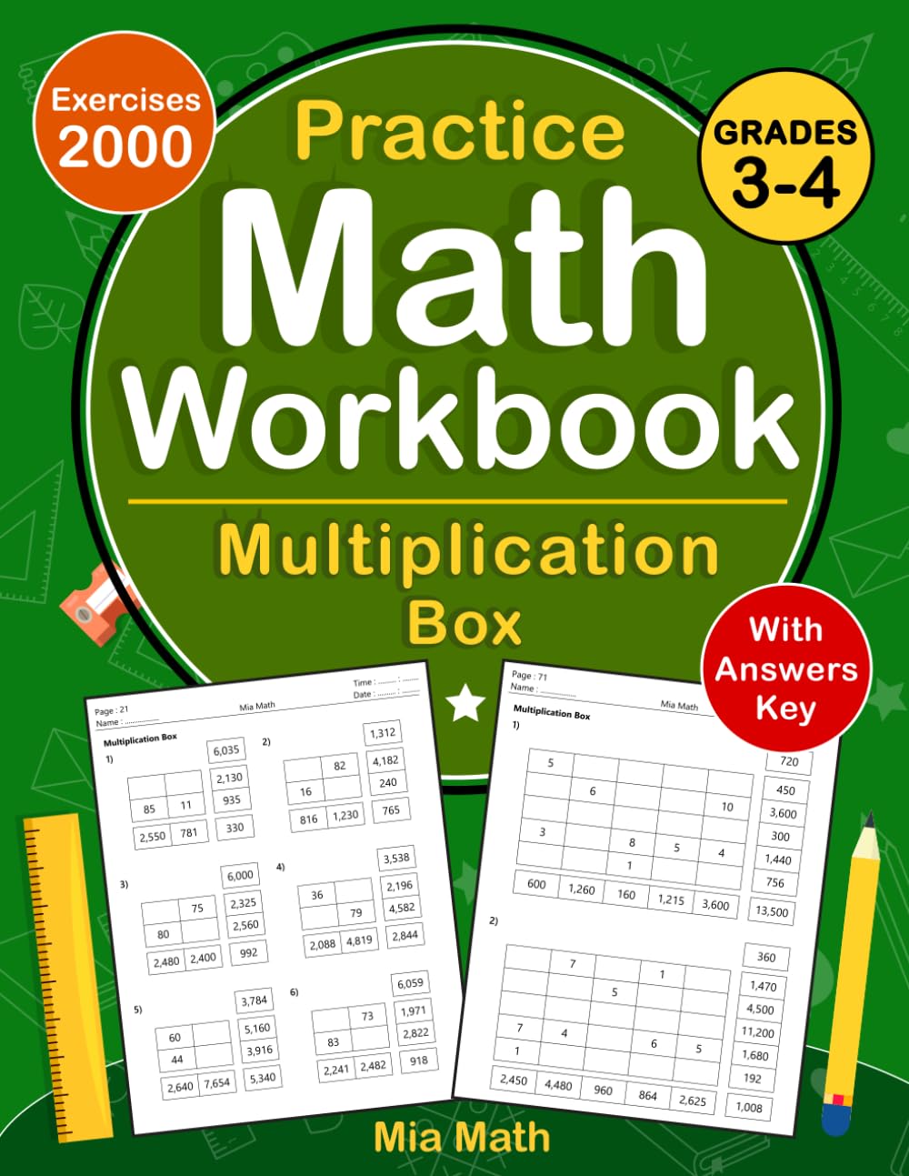 Multiplication Box Workbook For Grades 3-4 With Answers Key: Multiplication Box Math Practice Workbook For 3rd And 4th Grade With More 2000 Exercises | Multiplication Box Worksheets For Grades 3-4