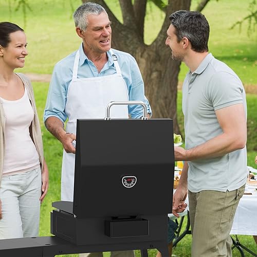 Vista 6 de Cubierta de parrilla para Blackstone de 17 pulgadas Adventure Ready 1832, estación de parrilla plana de parrilla al aire libre con bisagras