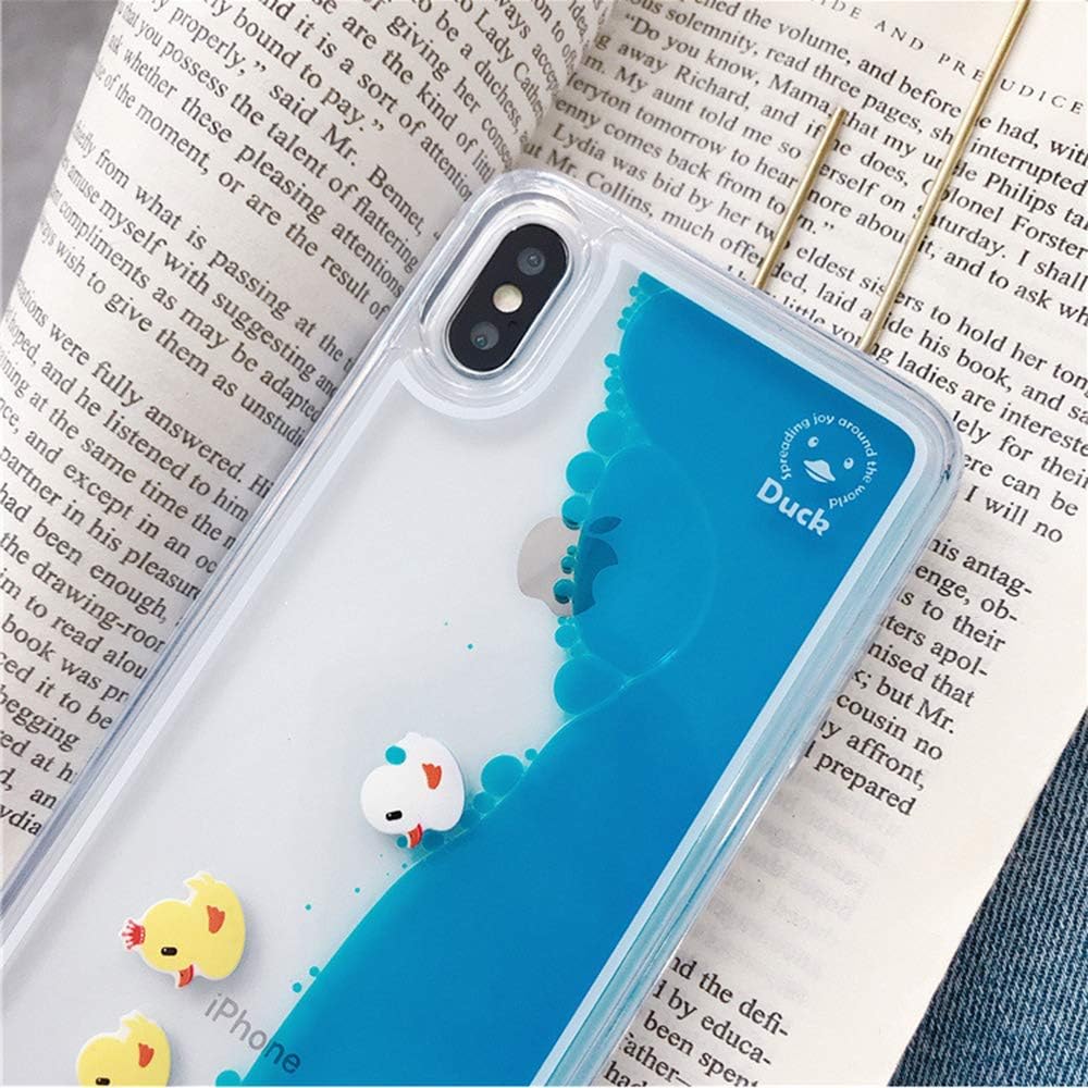 LUVI Compatible with iPhone 16 Pro Max Liquid Case Cute Funny Cartoon Moving Water Duck Quicksand Flowing Floating Waterfall Protective Soft Silicone Rubber Cover for Women Girls Blue - Image 6