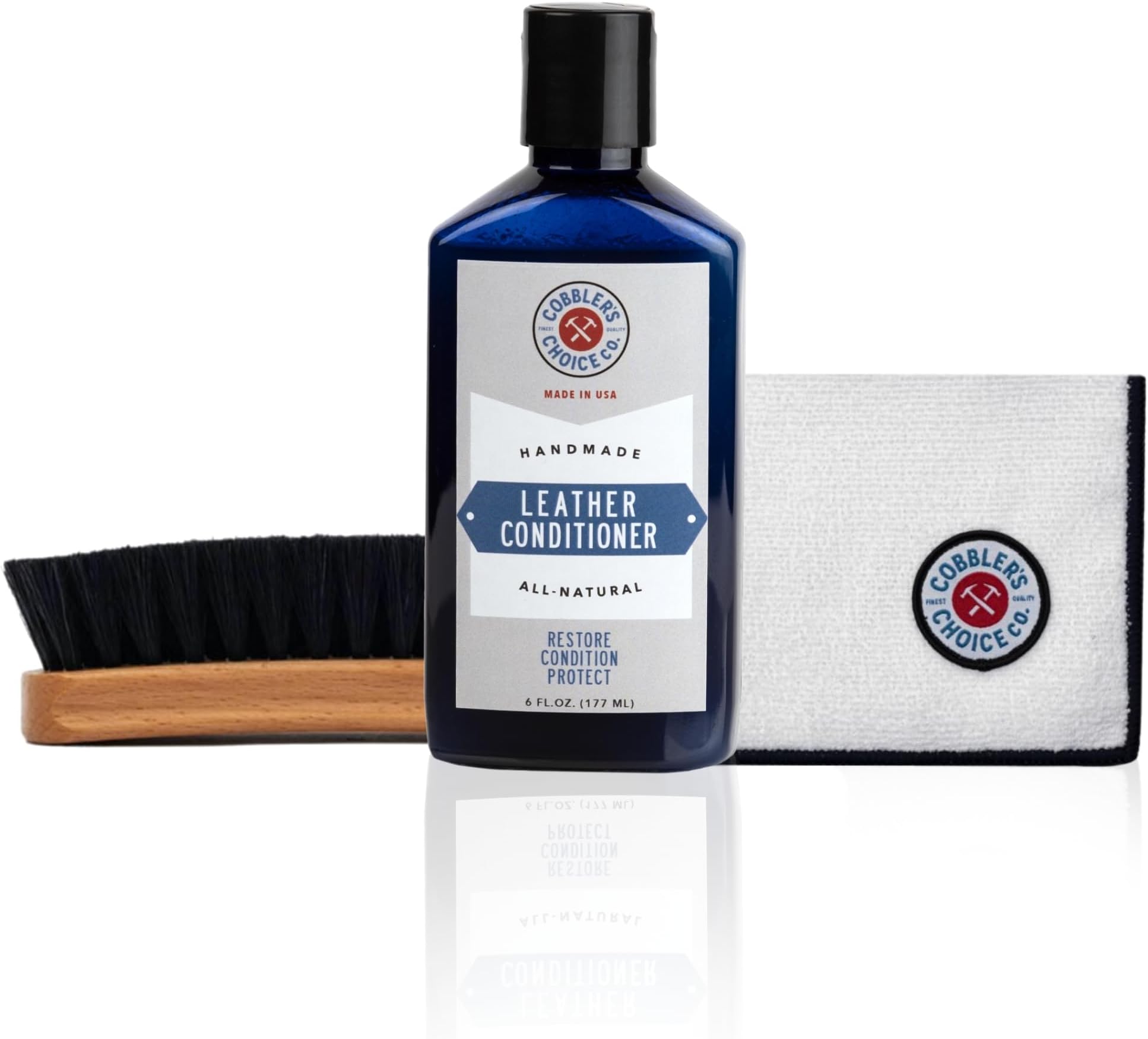 Cobbler's Choice Leather Conditioner, Brush, and Polishing Cloth Kit