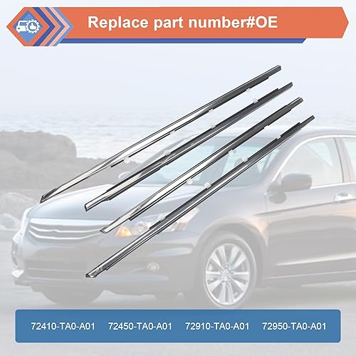 Miniatura 9 de ZONFANT 4 unidades de cinturón de sellado para ventana de puerta exterior de automóvil compatible con Honda Accord 2013-2018, reemplazo