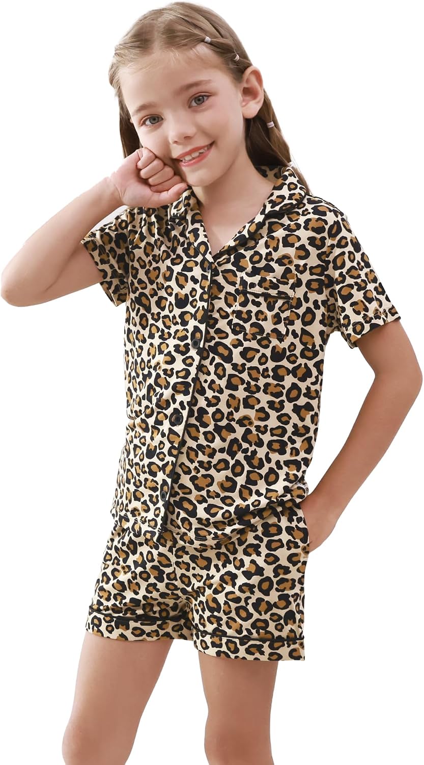 Mommy and Me Pajamas Set Viscose from Bamboo Women Pjs Soft Short Sleeve Tops Shorts Kids Button Down Sleepwear
