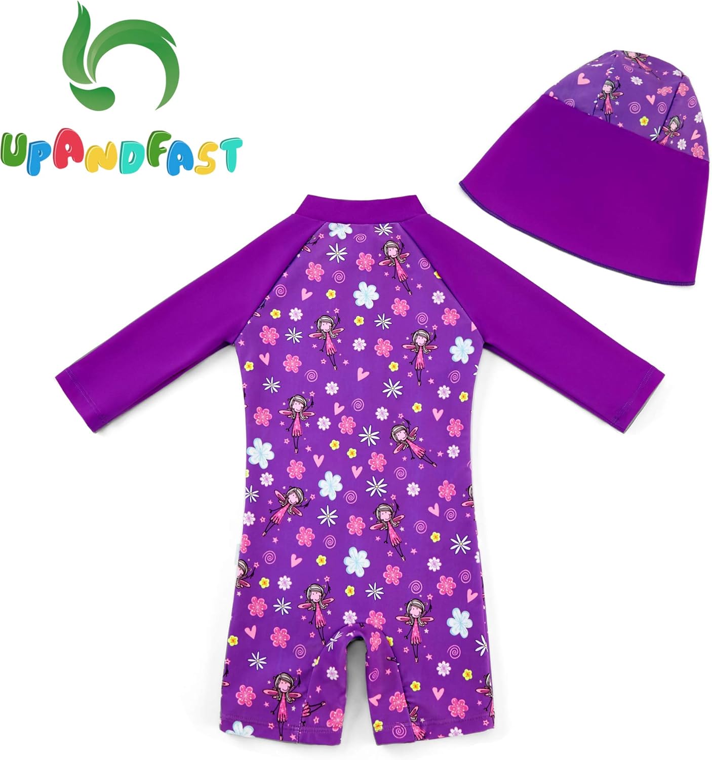 upandfast Baby/Toddler Swimsuit UPF 50+ Sun Protection One Piece Zipper Bathing Suit with Sun Hat Infant Beach Swimwear - Image 3