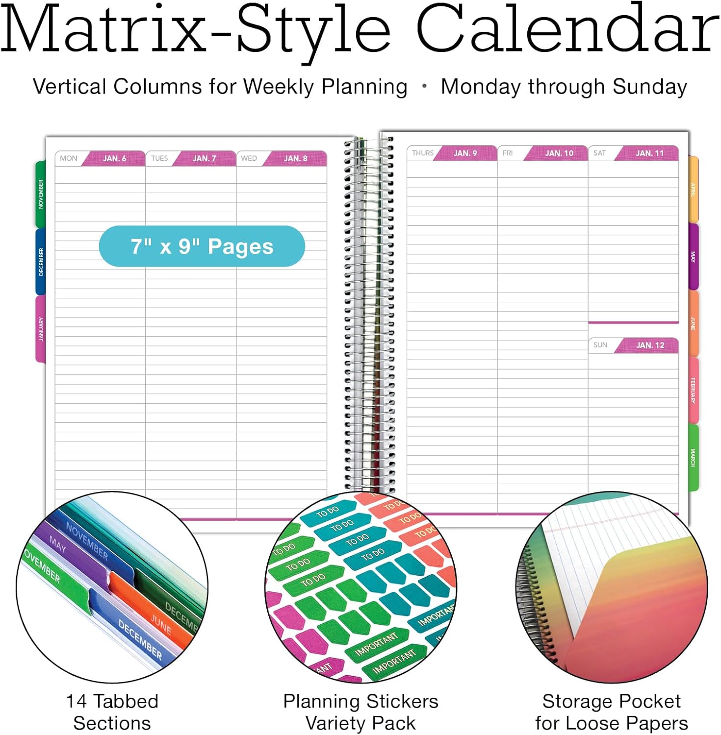 Deluxe 2025 Planner, 7"x9": 14 Months (November 2024 - December 2025), Includes Page Tabs, Bookmark, Planning Stickers, Pocket Folder Daily Weekly Monthly Planner Yearly Agenda (Tree Season) Tree Seasons image 3 of 6 B0DGY6JMGM