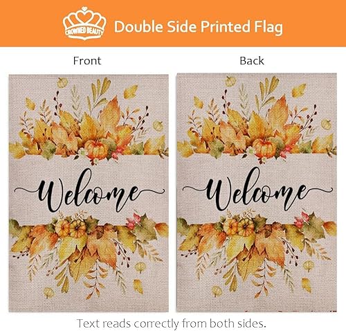 Miniatura 5 de Bandera de jardín de bienvenida de otoño, floral, agradecimiento, doble cara, vertical, rústica, granja, patio, decoración de temporada al aire