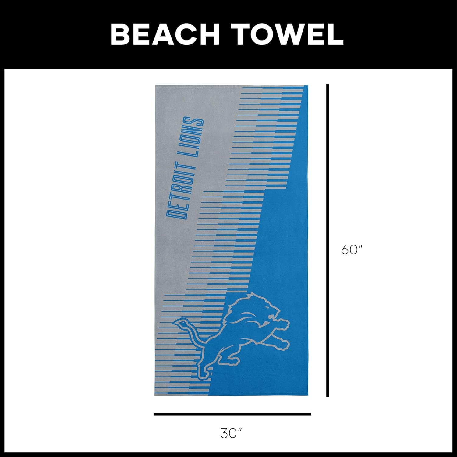 Northwest Detroit Lions NFL Progression Jacquard Beach Towel 36 x 72 Inches - Image 6