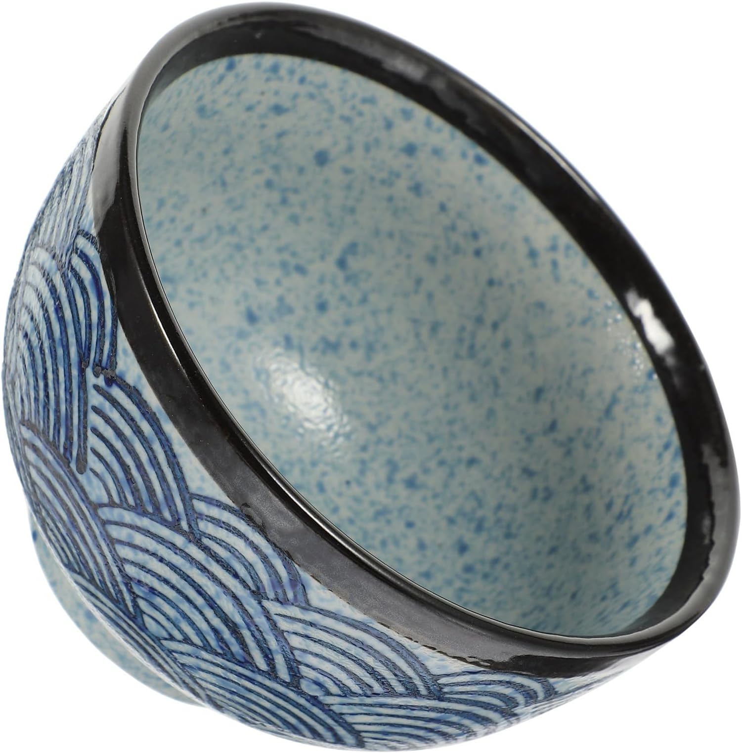 Japanese Ceramic Rice Bowl Sea Wave Pattern, Multi-Function Soup and Ramen Noodle Bowl for Home and Restaurant Use, Food-Grade Tableware for Meal Prep and Dining