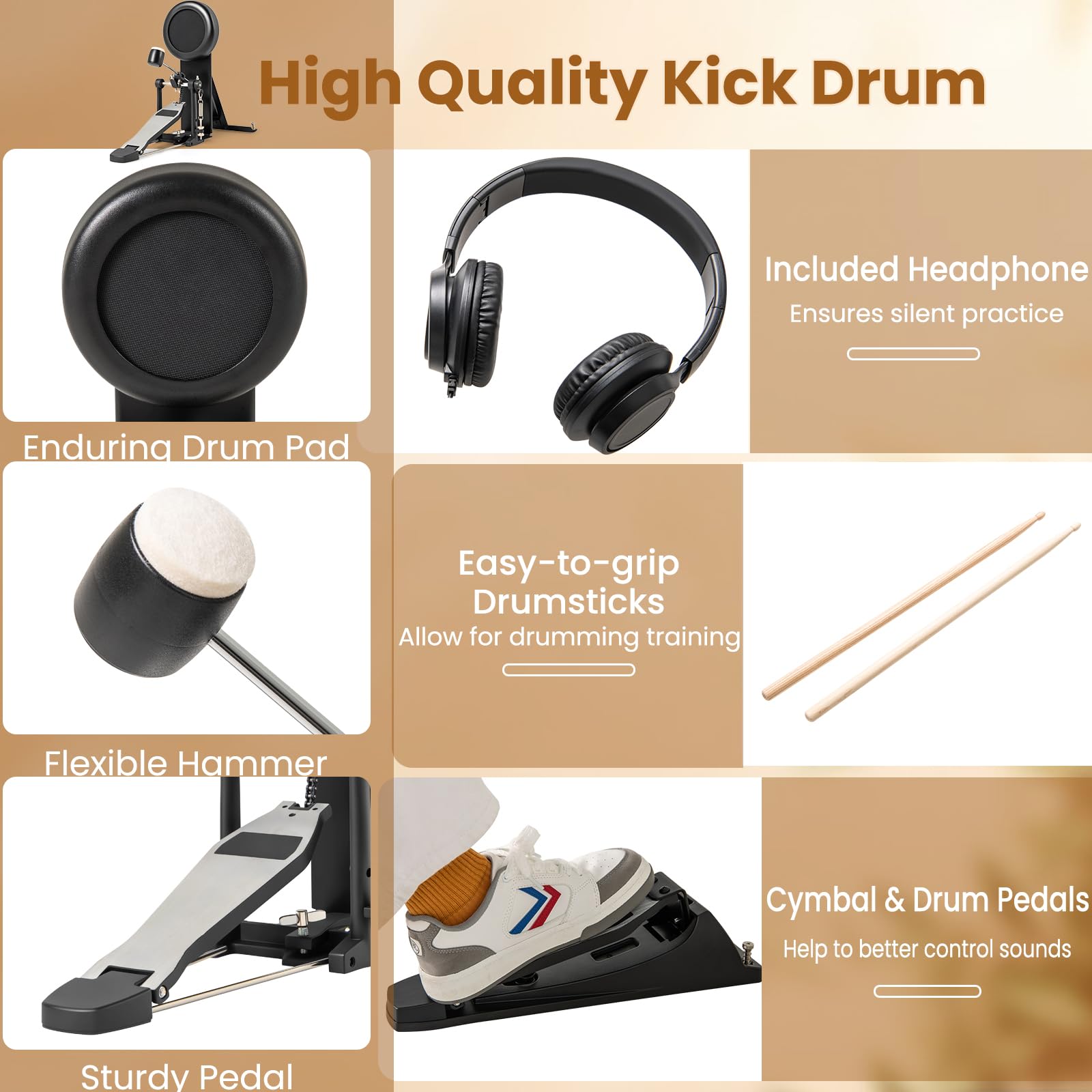 KOMFOTTEU Batteria Elettronica Pieghevole, Batteria Elettrica con 225 Suoni, 15 Combinazioni di Batteria, 30 Canzoni, 9 Metronomi e Midi, Strumento Musicale con Sgabello Regolabile e Cuffie