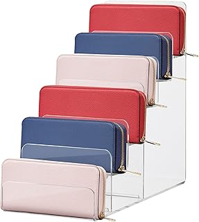 Cabilock 6 Tier Acrylic Display Stand:Clear Riser Display Shelf for Figures Step Acrylic Wallet Purse Glasses Display Organizer Holder