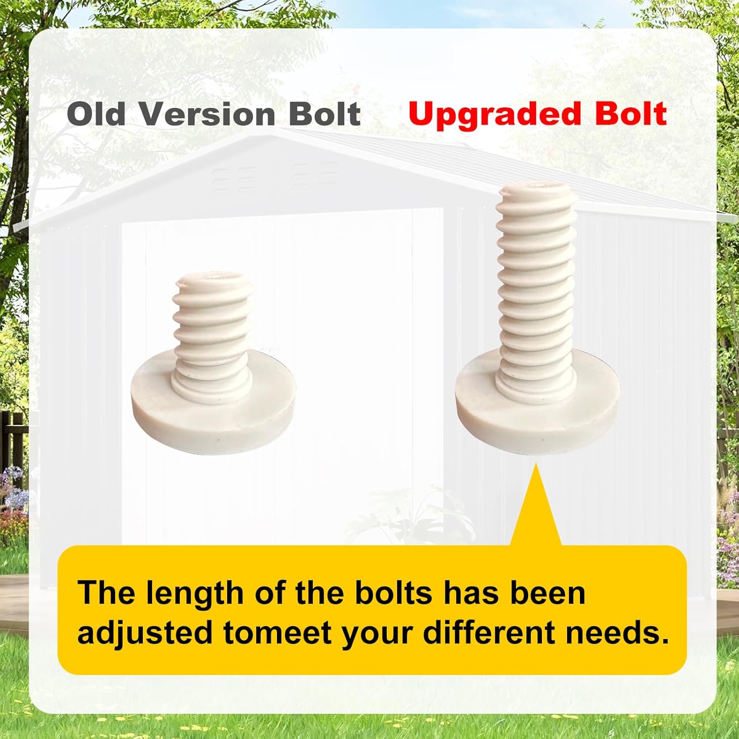 20 PCS Long Bolts Compatible with Suncast Storage Sheds Sheds for Suncast/Craftsman Resin Storage Sheds, Replacement Screws Compatible with Suncast Storage Sheds Shed Accessories (White)