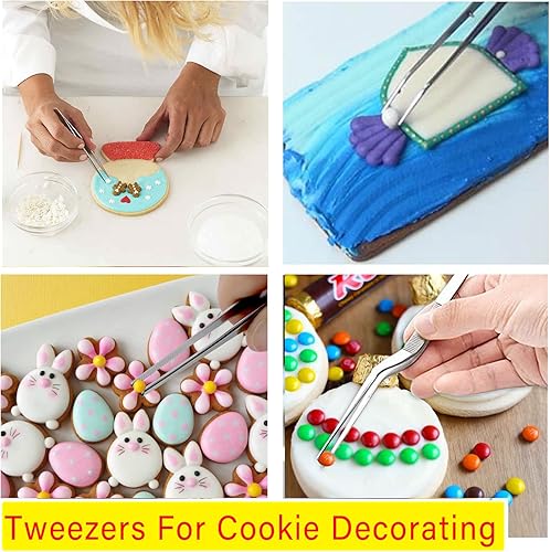 Miniatura 5 de 5 pinzas de chapado de 6.3 pulgadas, pinzas de alimentos para decoración de pasteles de galletas, hornearcocinar, pinzas de cocina de acero