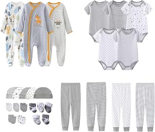 MAMIMAKA Newborn Layette Gift Set 27-Piece Baby Girl Clothes Bodysuits, Pants Essentials and Accessories 0-12Months