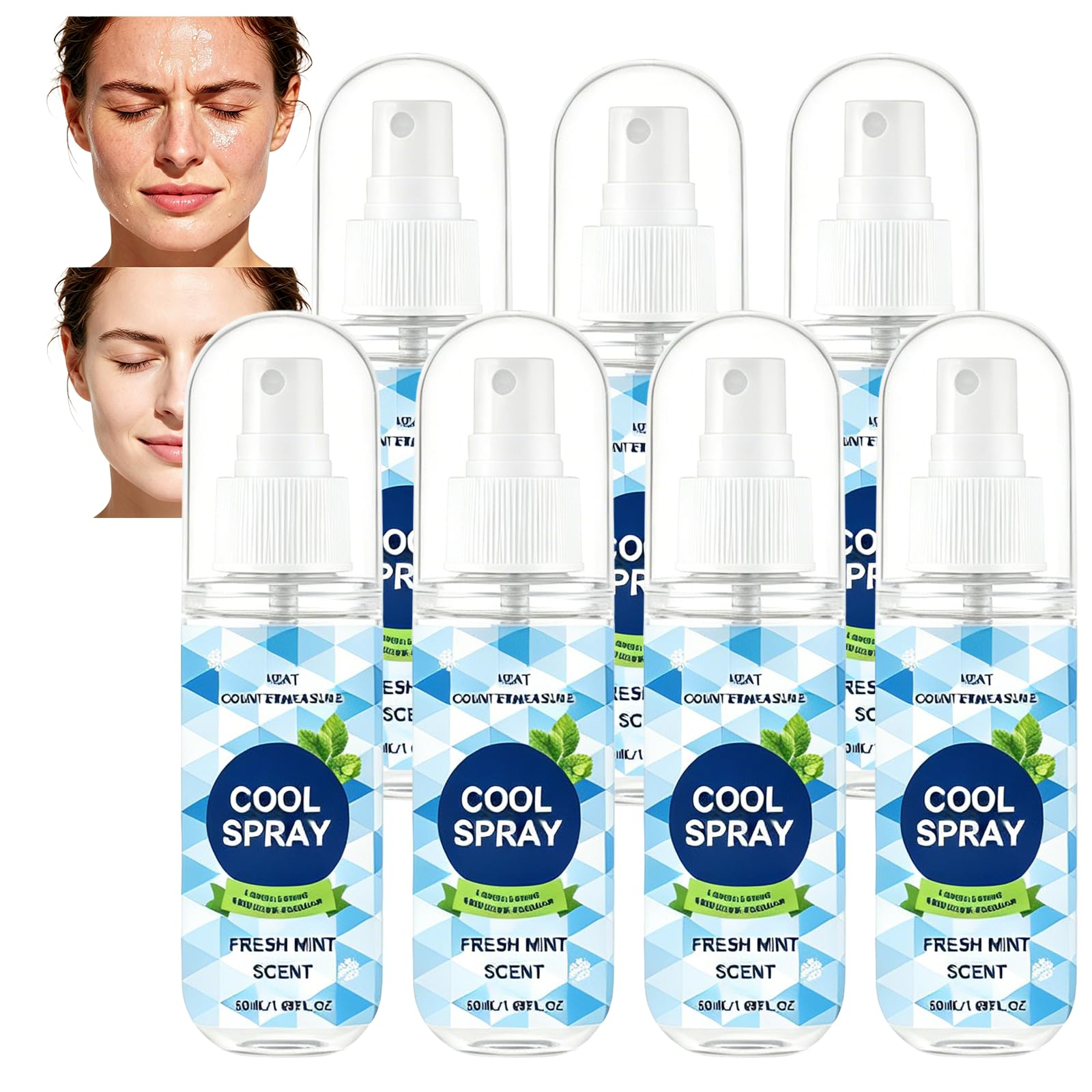 Przenośny 50 ml odświeżający zapach mięty szybkoschnący nietłusty spray chłodzący, natychmiastowe mgiełki łagodzące ciepło, fajny artefakt na kemping, mróz do uprawiania sportu, przedmioty chłodzące