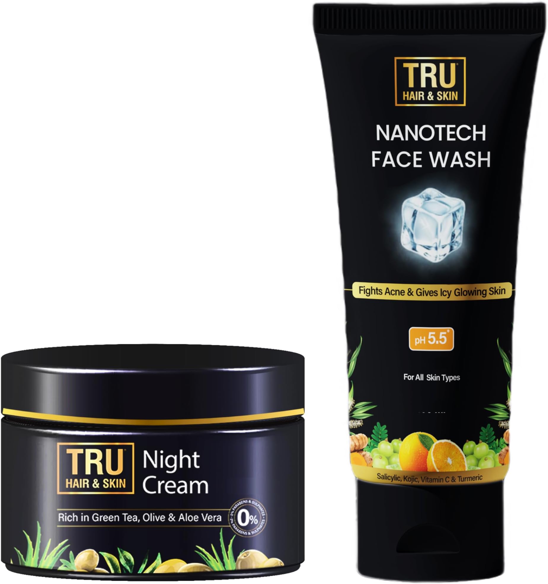 TRU HAIR & SKIN Niacinamide Night Cream-50gm & Nanotech Face Wash-100ml | COMBO |