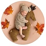IGMaryBox Christmas Creative Elk Posing Pillow Newborn Photography Props Newborn Shooting Elk Antler Pillow Baby Room Decoration Infant Photo Studio Posing Props (Brown)
