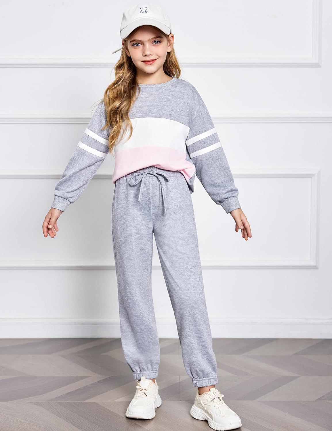 Arshiner Girls' Clothing Sets Sweatsuits Long Sleeve Color Block Pullover Sweatshirts and Lounge Pants with Pocket - Image 5