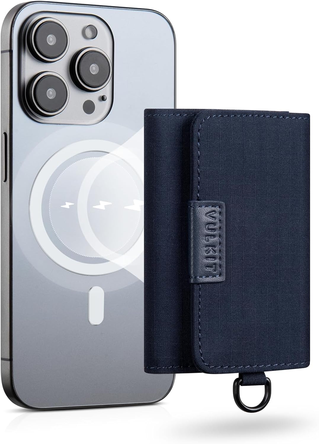 VULKIT Magnetic Card Case for Max. 8 Bank Cards, Leather Phone Card Wallet Compatible with iPhone 12-17 Series, Black