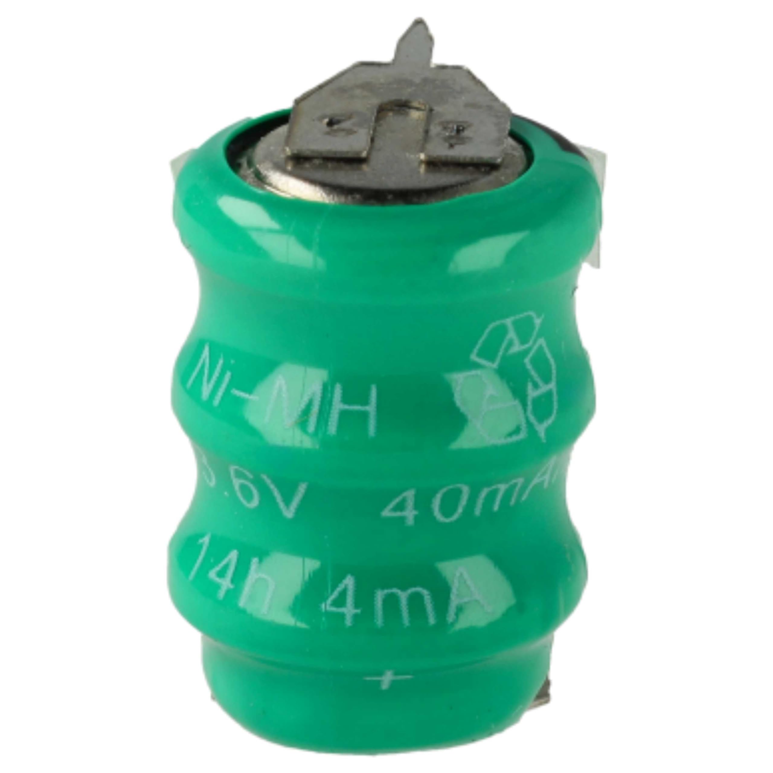 vhbw 10x NiMH Wymienna bateria guzikowa 3-pinowa Typ V40H 40mAh 3,6 V odpowiednia do akumulatorów modelarskich, lamp solarnych itp.