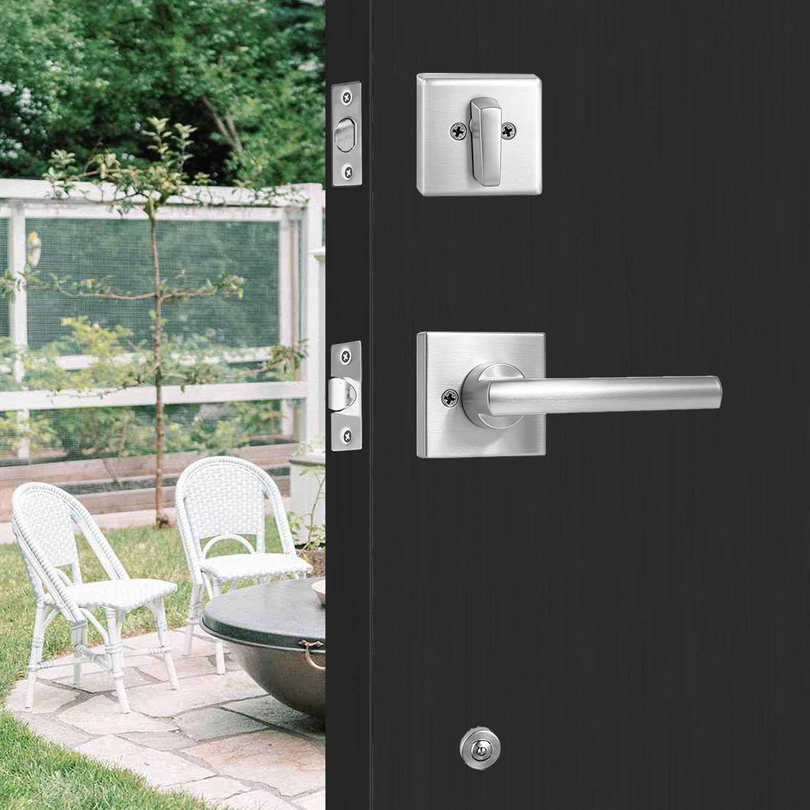 Brushed Nickel Front Door Lock Set - Secure Your Home -2