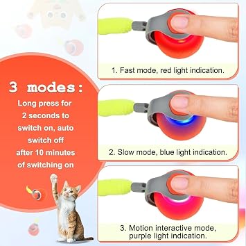 Busstier USB Şarj Edilebilir 360 Derece Dönen Akıllı Oyun Topu, Kedi ve Köpekler İçin Kuyruklu Hareketli Eğlence Oyuncağı