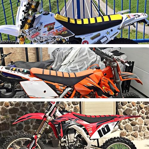 Miniatura 6 de Funda de asiento suave universal para motocross, compatible con Kawasaki KX Honda CRF Yamaha YZF Suzuki RM DR-Z (azul)