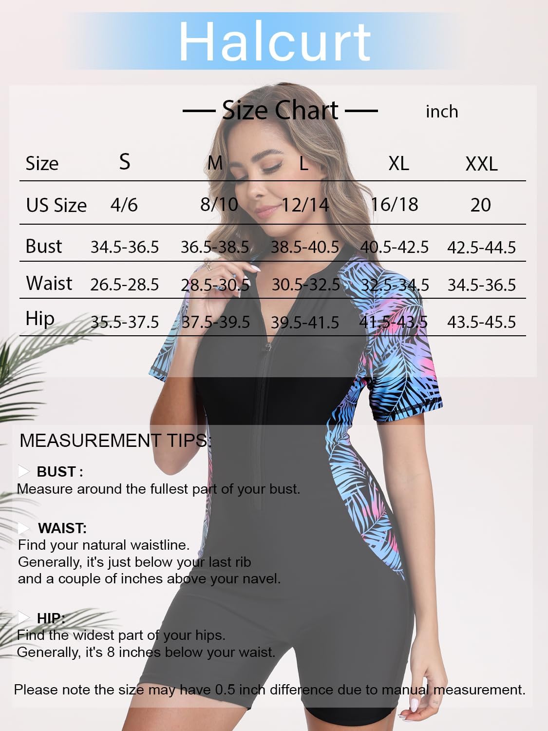 Halcurt Women's Boyleg One Piece Rash Guard with Built in Bra Zip Front UPF50+ Short Sleeve Full Body Surfing Swimsuit - Image 6