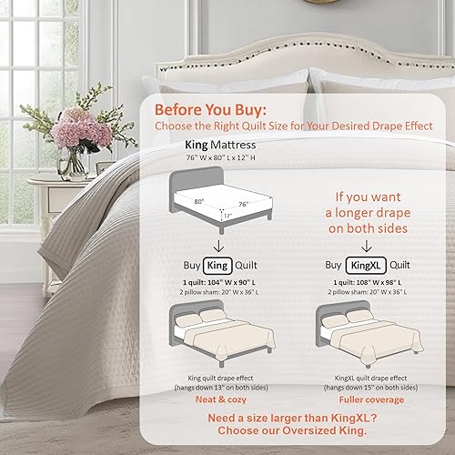 Vista 202 de KASENTEX - Juego de edredón lavable a máquina, cubrecama muy suave, ligero, lavado a la piedra, con costuras detalladas, matrimonial/queen con 2