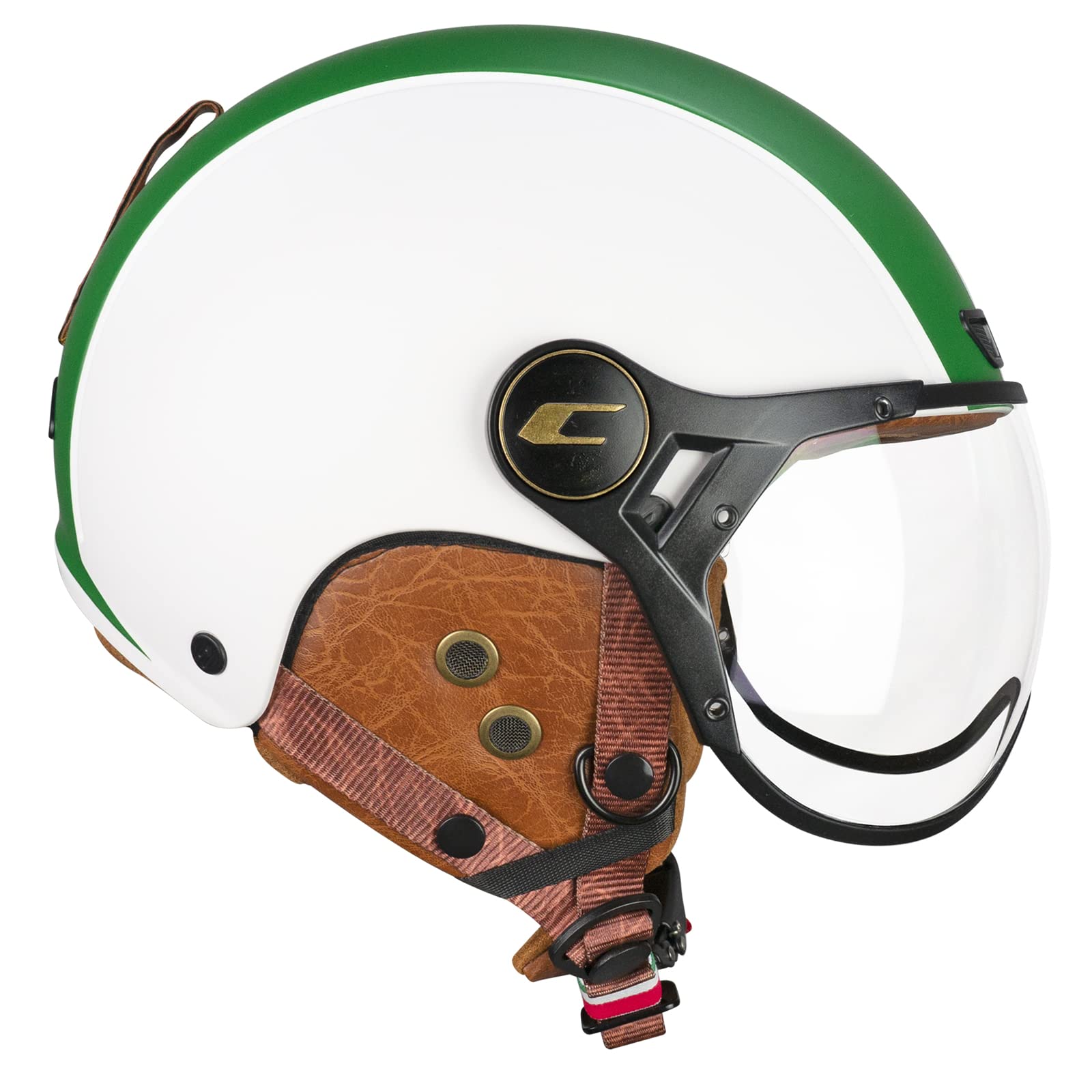 CGM EBI Casque de Ski Unisexe Adulte, Blanc Vert Rouge Mat, S (55-56cm)