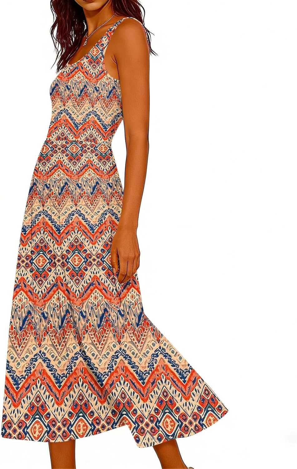Summer Dresses for Women 2026 Floral Printed Loose Crew Neck Sleeveless Swing Casual Beach Sundress