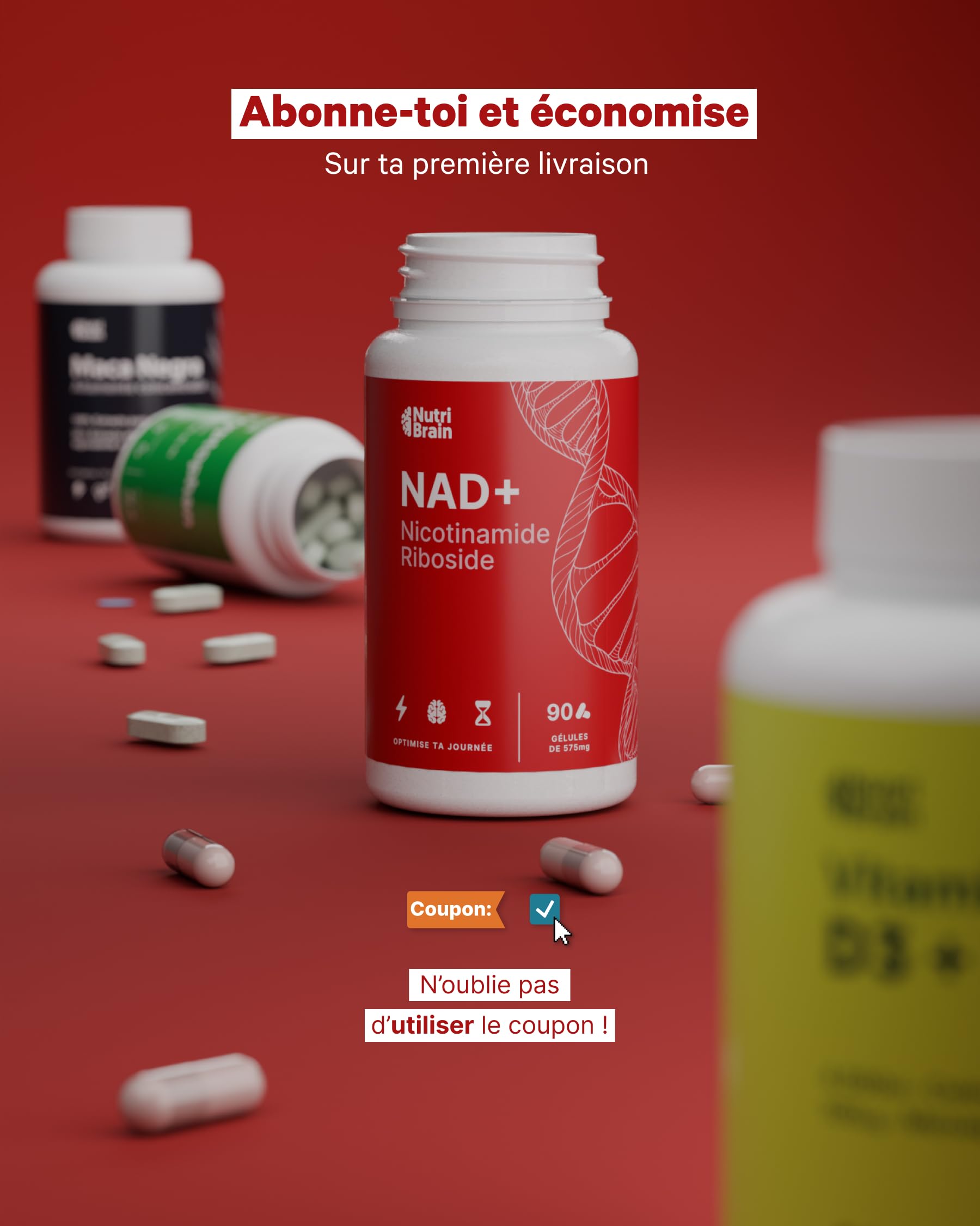 NAD+ Haute Absorption Nicotinamide Riboside 300mg | 90 Gélules | Anti-Âge et Fatigue | NAD+ Booster, Santé Cellulaire et Vitalité | Formule Premium | Sans Gluten | Sans OGM