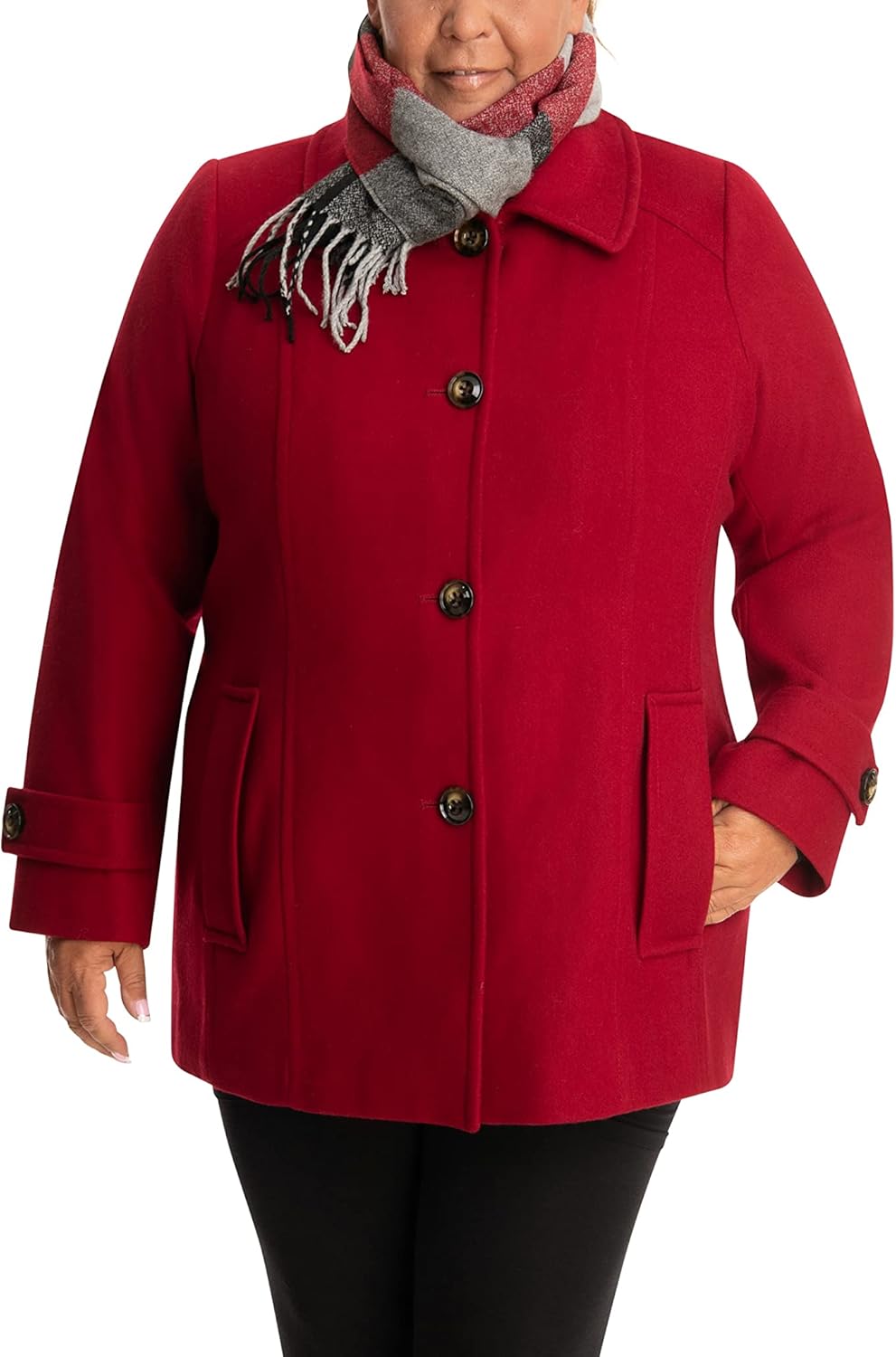 LONDON FOG Women's Single-breasted Wool Coat With Scarf