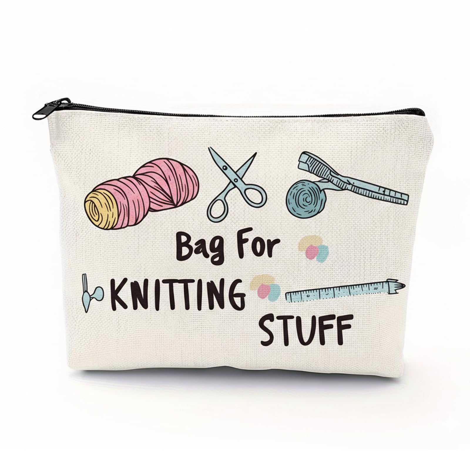 Portable Knitting Storage Bag Pouch,Gifts for Crocheters,Gifts for Crafters,Yarn Storage Pouch, Multifunctional Crochet Gifts for Womengirls,Craft Bag for Crocheters(White)