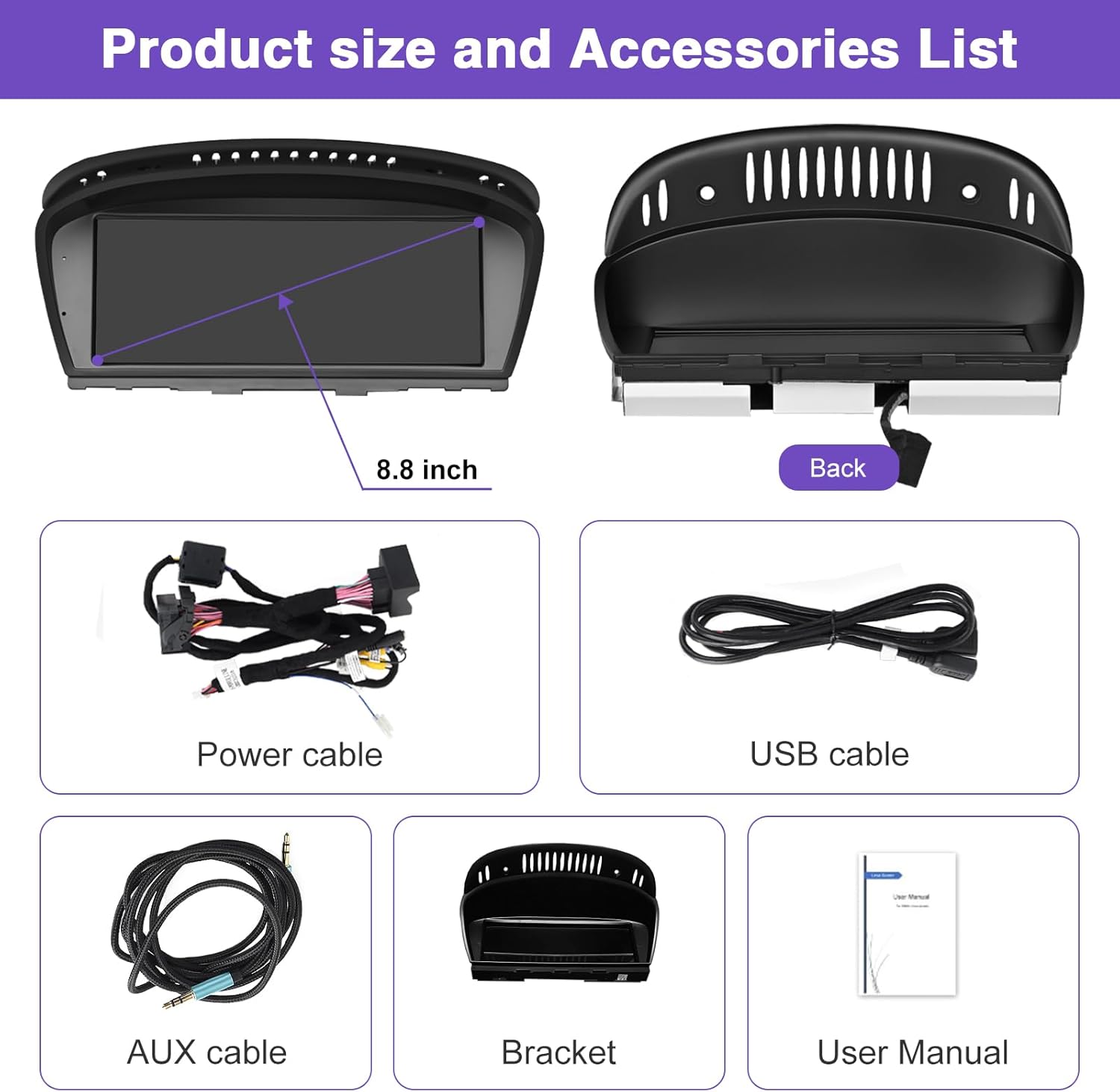 NINETOM 8.8-Inch Wireless CarPlay & Android Auto Touchscreen Radio for BMW 3/5 Series (2008-2013), Compatible with CIC System – E60 E61 E90 E91 E92 E93