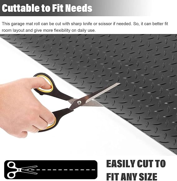 2ft 3ft 4ft 5ft 6ft 10ft Heavy Duty Garage Floor Runner & Protector Mat - Slip Resistant Diamond Plate Rubber Mats - Water, Spill & Stain Resistant,Black(0.5X0.8m/1.6X2.6ft)