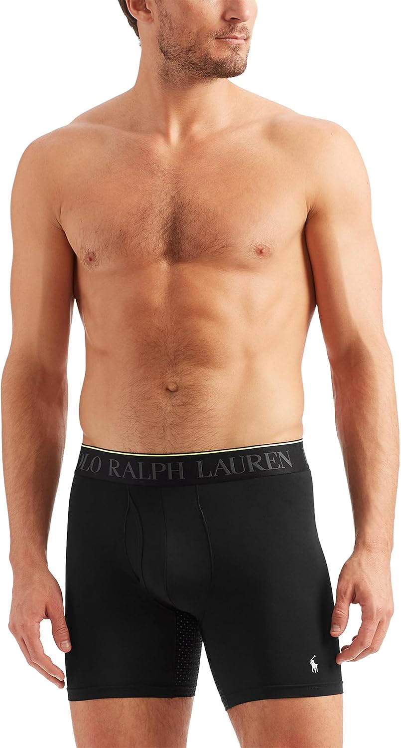 POLO RALPH LAUREN Men's 4D Flex Performance Air Boxer Briefs Regular and Long Leg 3-Pack
