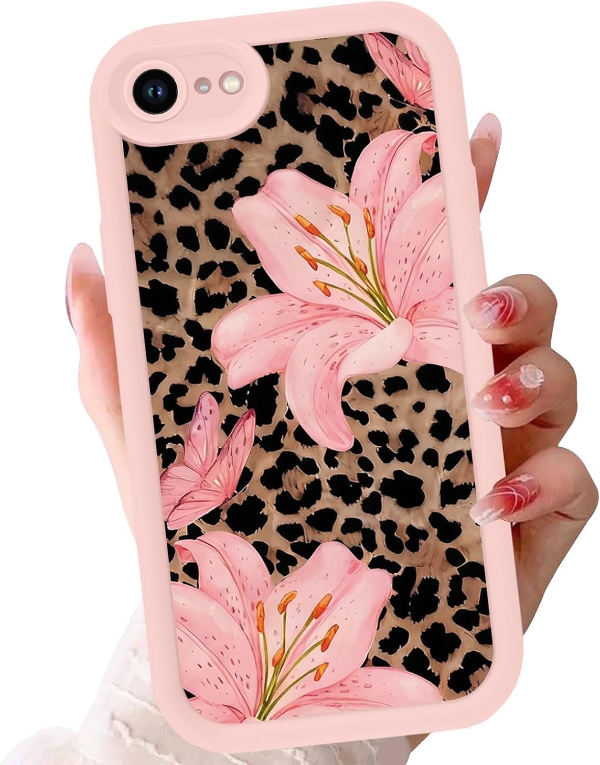 Aesthetics Cheetah Leopard Print Lily Flower Phone Case for iPhone 12 mini Case Raised Camera Protection Soft Silicone Slim TPU Funda Phone Cover for iPhone 12 mini 5.4 Inch