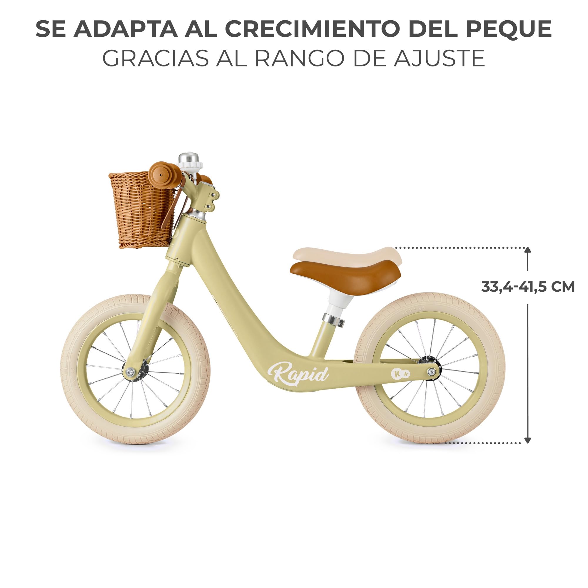 Kinderkraft Rapid 2 Bicicleta Sin Pedales Rapid, Bicicleta De Equilibrio, Partir 3 Años, Sólida, para los Niñas y Niños, Segura, Ajustable, Solo 3.7 kg, Retro