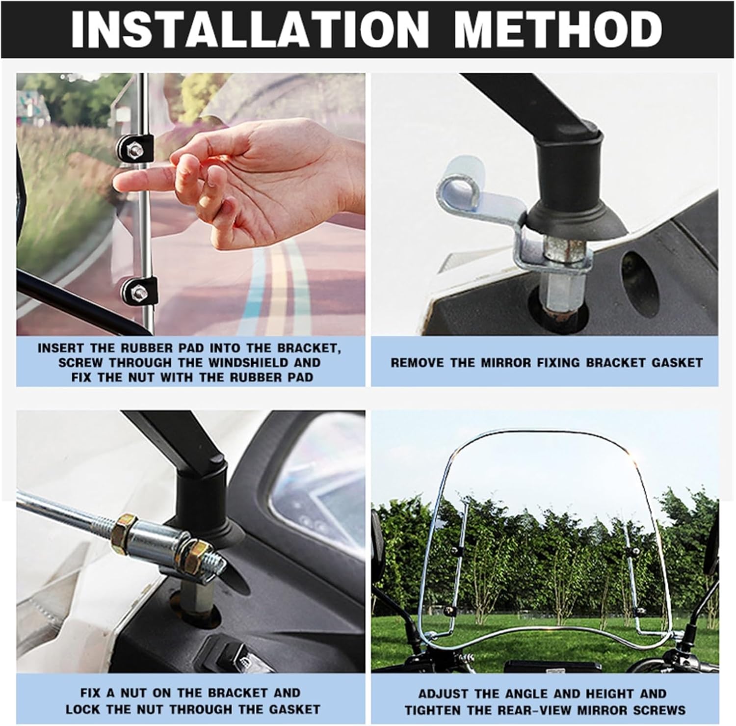 Universal Motorcycle Clear PC Windshield Adjustable For Moto For A